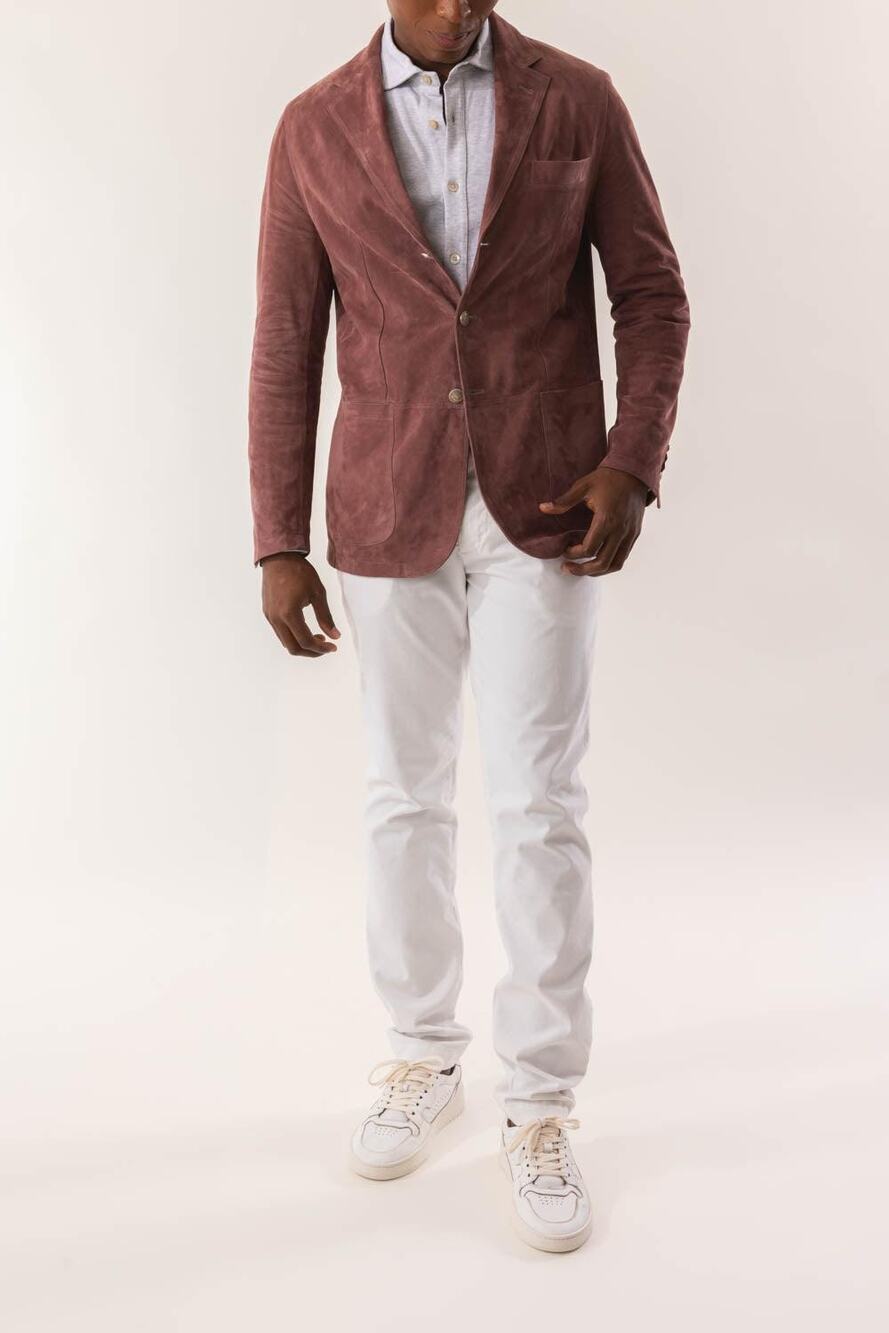 Eleventy Mens Single Breasted Suede Blazer Jacket in Grape IT 50 US 40 L